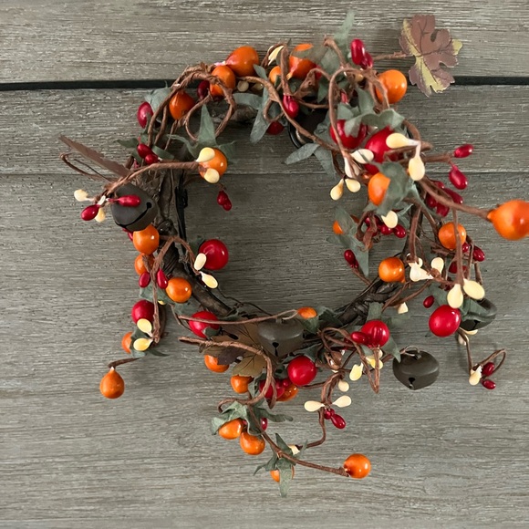 2 gorgeous fall wreaths adorned w/seeds, flowers & metal leaves & bells - Picture 9 of 14